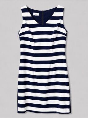 ALYX Limited Navy Striped Sheath Dress Size 12 Nautical Vacation Cruise  Stretch